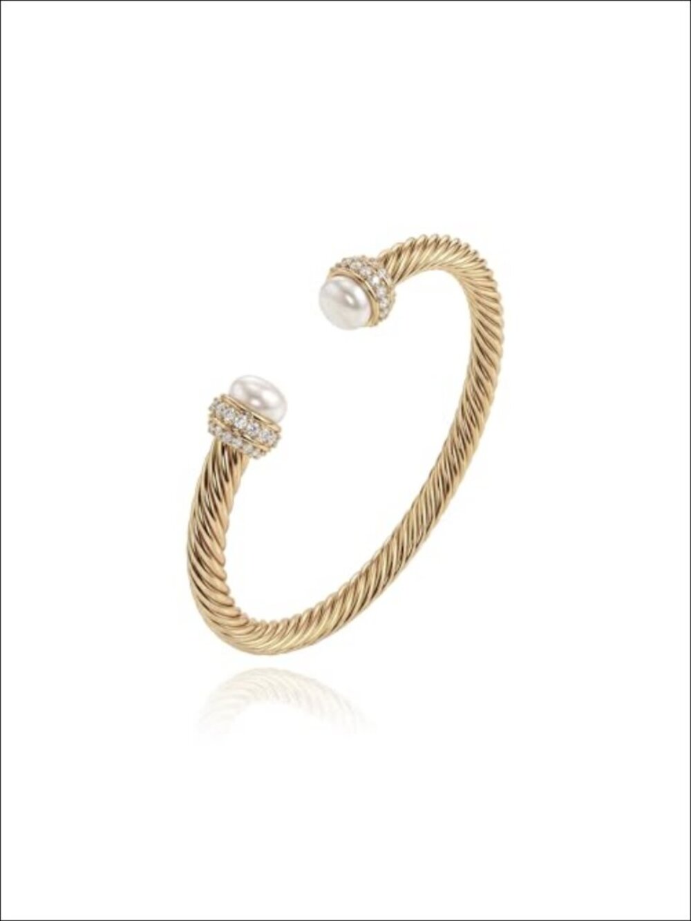 14K Gold Plated Cuff Bangle Bracelet Twisted Cable Adjustable for Women